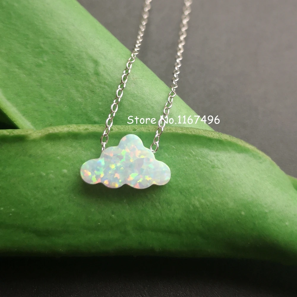 Ожерелье из серебра 100 пробы с синтетическим опалом в форме облака 7 3 шт./лот