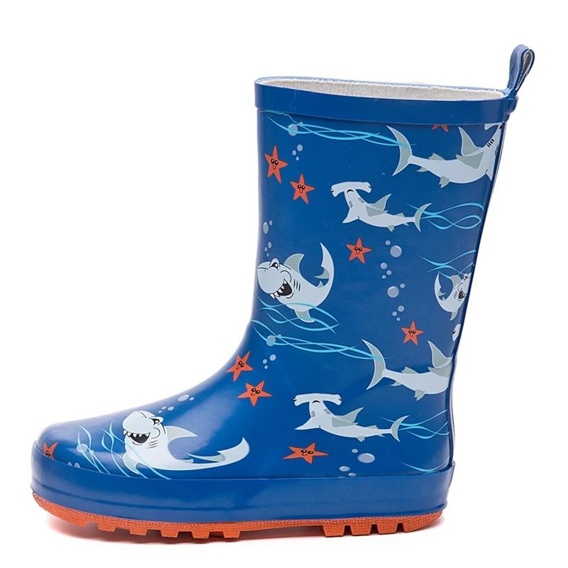 

New Children High Boots Girls Princess Breathable Casual PVC Rubber Rain Shoes Boys Blue Non-Slip Kids 041