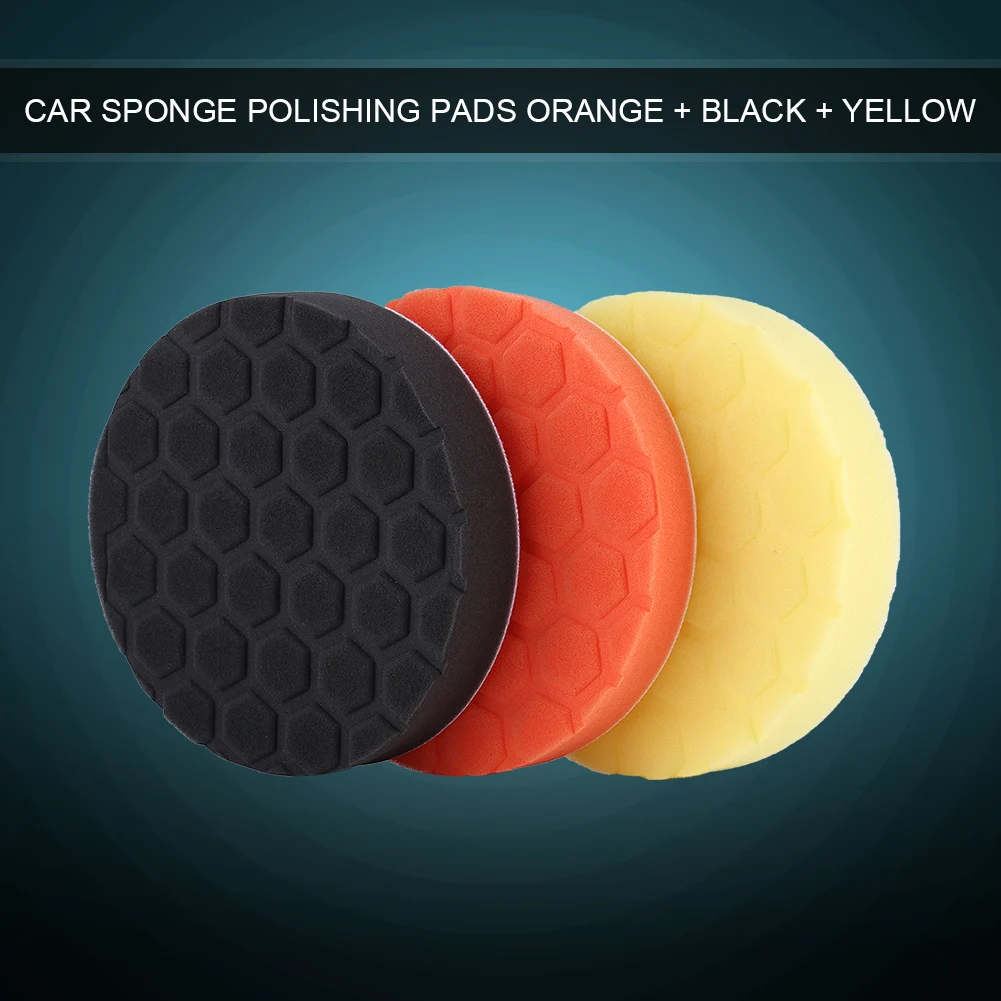 

3x 6inch(150mm) Sponge Polishing Buffing Waxing Pad Kit for Car Polisher Orange Black Yellow