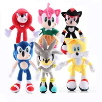 6pcslot 28cm sonic plush toys doll shadow sonic plushie doll soft stuffed hedgehog toy bedroom home decor kids children gifts