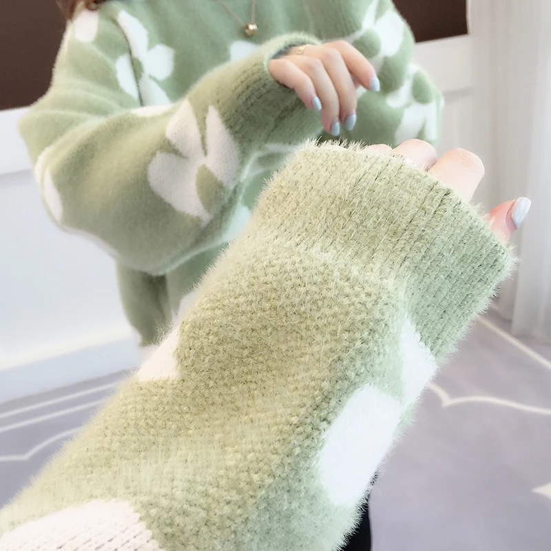 Sweater female loose 2019 new autumn and winter dress round neck pullover lazy wind knit bottoming shirt casual home | Женская одежда