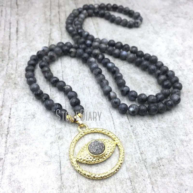 Ожерелье NM4847 с драгоценными камнями золотого цвета неправильной формы круглой