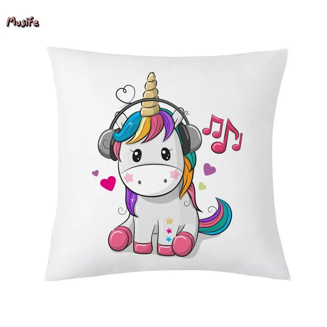 

Cute cartoon unicorn cushion cover creative unicorn polyester cushion cover unicorn decoration home bedroom hotel decoration ..