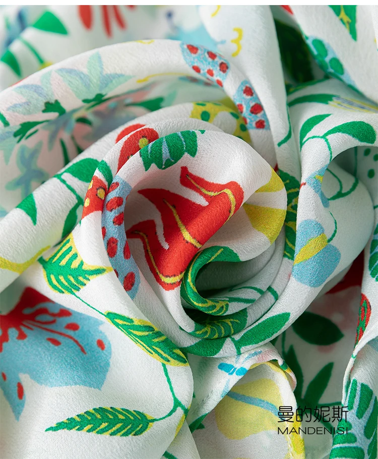 

Women's 100% Pure Silk Crepe Silk Green Printed Puff half sleeve Top Shirt Blouse MM042