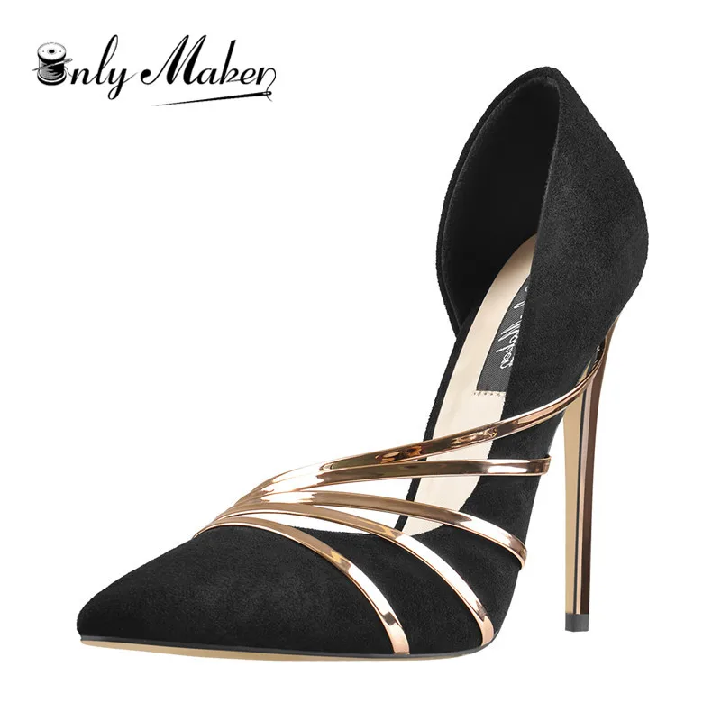 Onlymaker Women's 12CM Pointed Toe Stiletto Thin High Heel Sexy Pumps with Gold Pumps