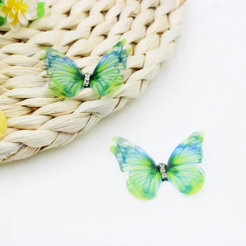 Apliques de mariposa de tela de Organza de Color degradado, 38mm, mariposa de gasa transl&uacute;cida para decoraci&oacute;n de fiesta, adorno de mu&ntilde;eca, 56 Uds.-4