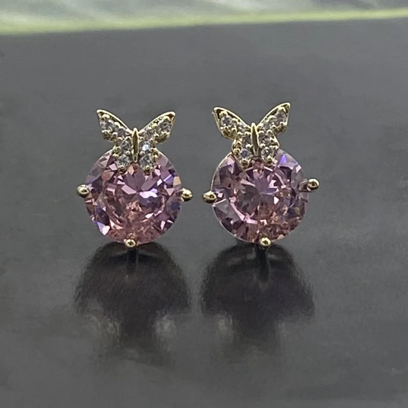 

Vanifin Earrings Women Round Multiple Colour Rhinestone With Micro Inlay Butterfly Classics Banquet Everyday Best Accessory