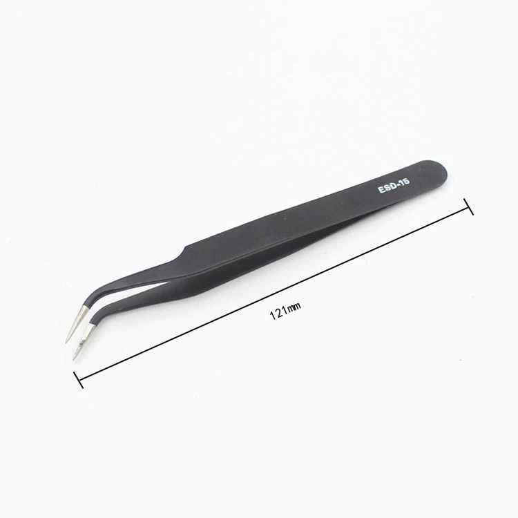 

1/6 PCS Anti-static ESD Stainless Steel Tweezers Maintenance Tools Industrial Precision Curved Straight Tweezers Repair Tools