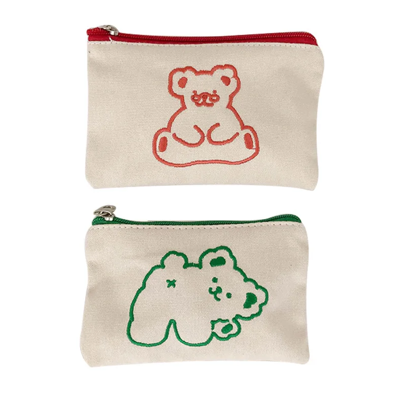 SIXONE Ins компактный чехол с вышивкой в виде медведя косметичка кавайная