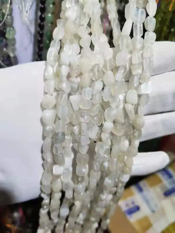 

Natural Stone Irregular Shape White Moonstone Loose Beads for Jewelry Making DIY Bracelet Necklace Accessories 6x8mm