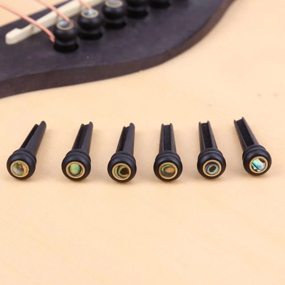 

6Pcs High Quality Abalone Wood Ebony Bridge Pins Set Acoustic Guitar String Pegs Universal Guitar Stable And Durable Bridge Pins