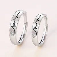 1pair 925 sterling silver couple rings for women men romantic adjustable ring set bague femme wedding couple rings for lovers