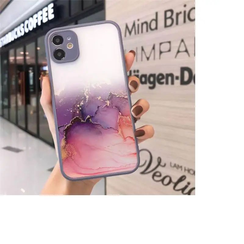 

Marble Gradient luxury art Phone Case Matte Transparent for iPhone 7 8 11 12 s mini pro X XS XR MAX Plus cover funda