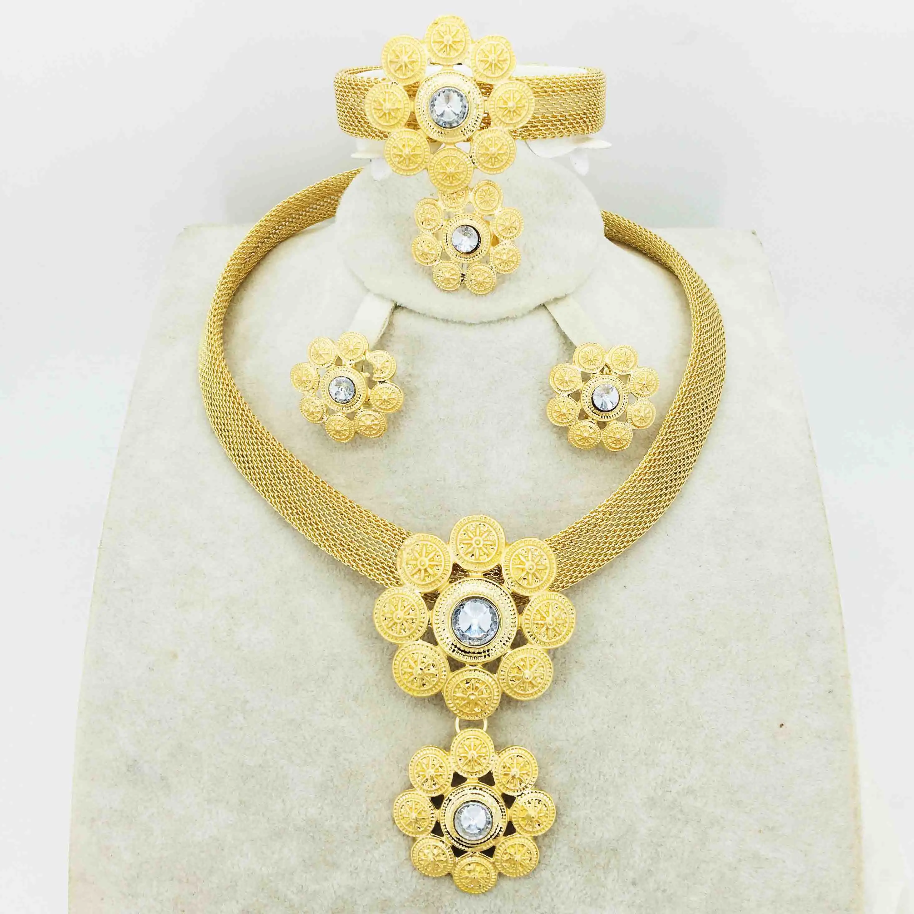 

New design Fashion Dubai Gold Jewelry Set Nigerian Wedding African beads Jewelry Sets necklace set for women ethiopian jewelry