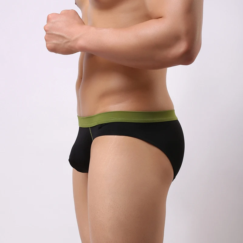 Мужские трусы брифы из гладкого вискозы черные дышащие слипы нижнее белье для