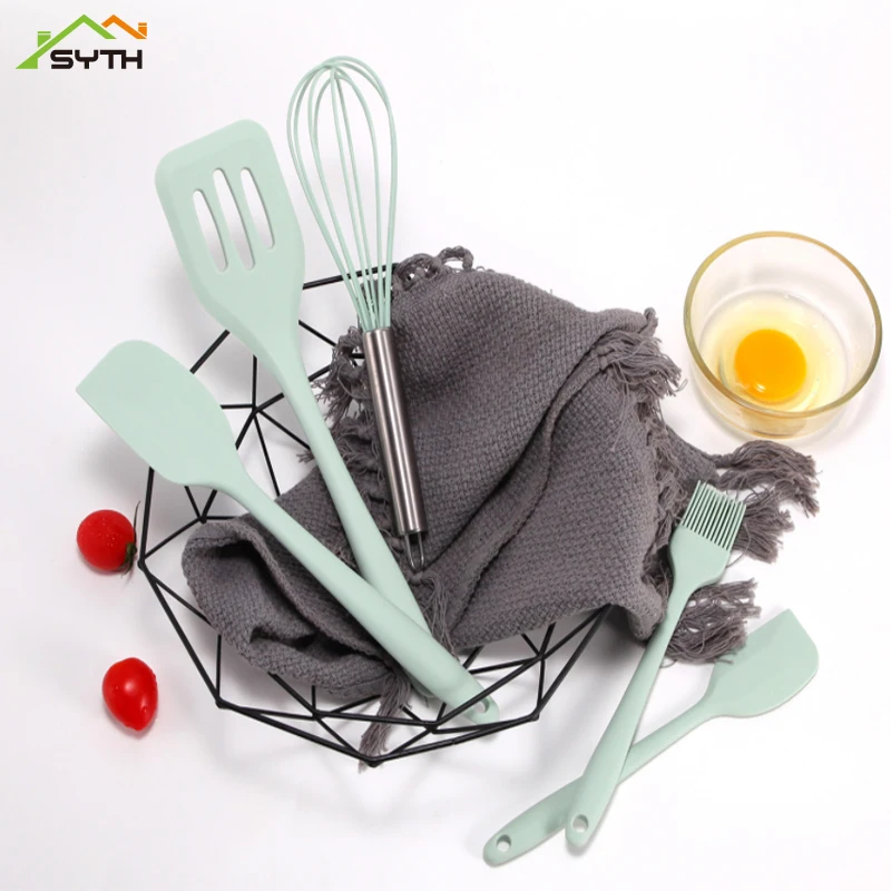 

5-piece set of non-stick pan slotted spatula brush baking cake tool whisk food-grade silicone kitchenware
