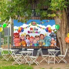 Cocomelon Семейные фоны для фотосъемки флажки воздушные шары Дети День Рождения Вечеринка фоны для фотостудии реквизит винил