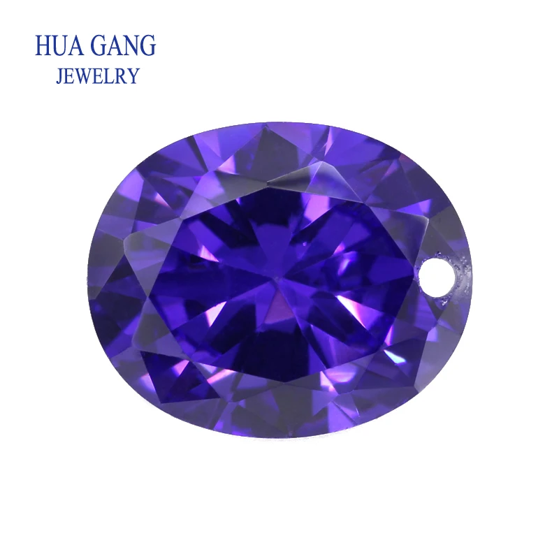 

One Hole Violet Oval Shape Cubic Zirconia Brilliant Cut Loose CZ Stone Synthetic Gems Beads For Jewelry Size3X5-12X16mm