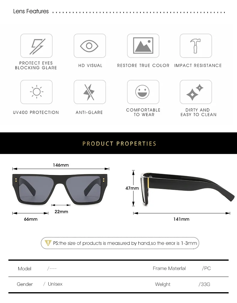 

Fashion Square Sunglasses Womens Fashion Designer Street Shooting Personality Punk Sunglasses UV400 for Unisex Outdoor Eyewear