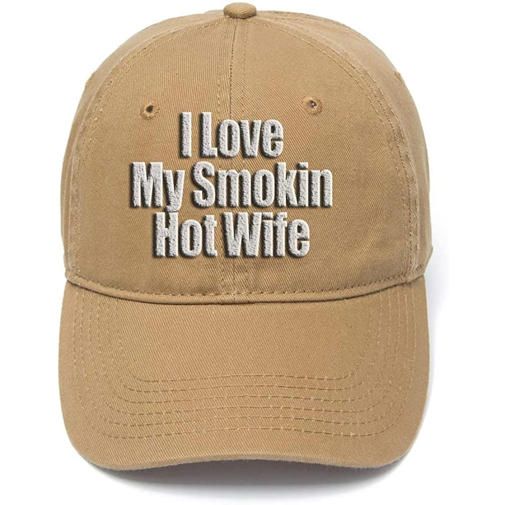 

Lyprerazy Men Women Unisex Hip Hop Cool Flock Printing I Love My Smokin Hot Wife Washed Cotton Adjustable Baseball Cap