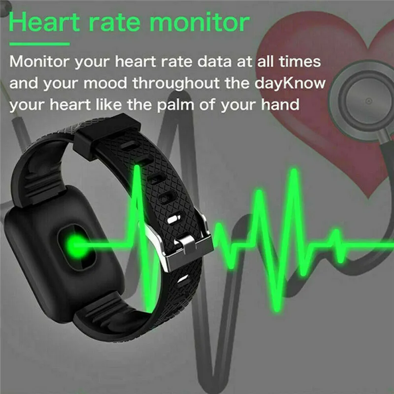 

PYMH Smart Watch Blood Pressure Heart Rate Monitor Bracelet Wristband for iOS Android