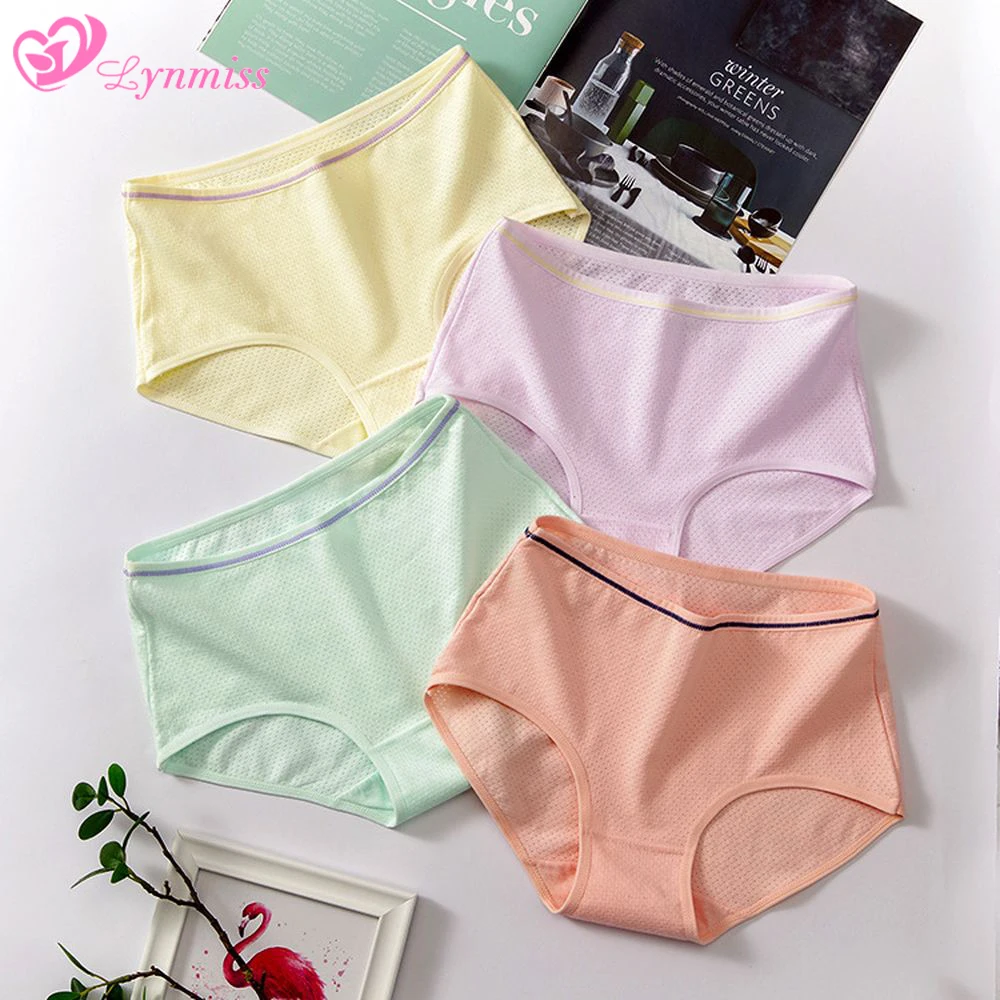 

Women's Panties Large Size Breathable Mesh Underwear Women Mid-waist Package Hip Cotton Women Briefs Girls Triangle Panties