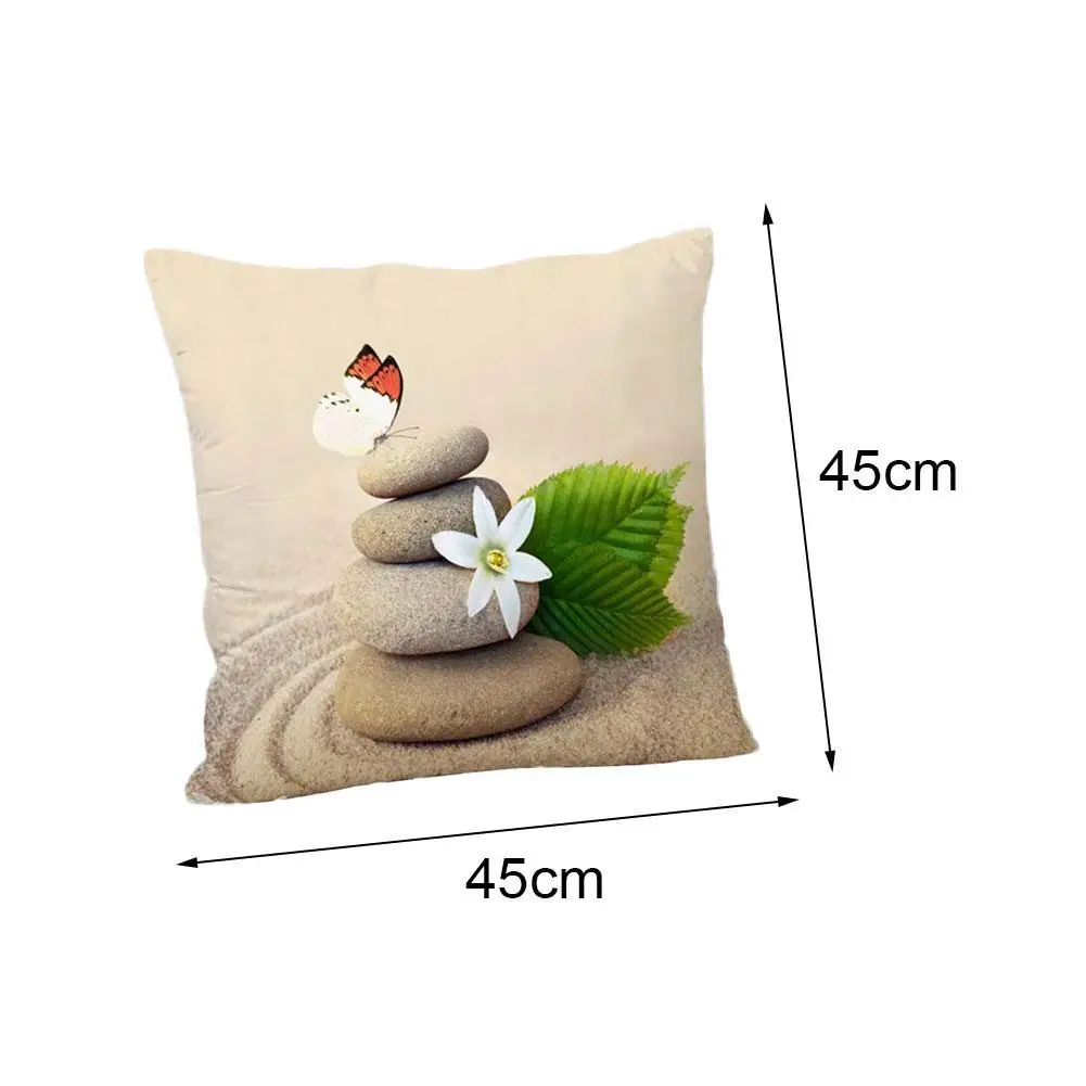 

Pebble Flower Printing Square Pillowcase Home Decoration Car Sofa Bed Cushion Cover Peach Skin Throw Pillows Cases 45*45cm Spot
