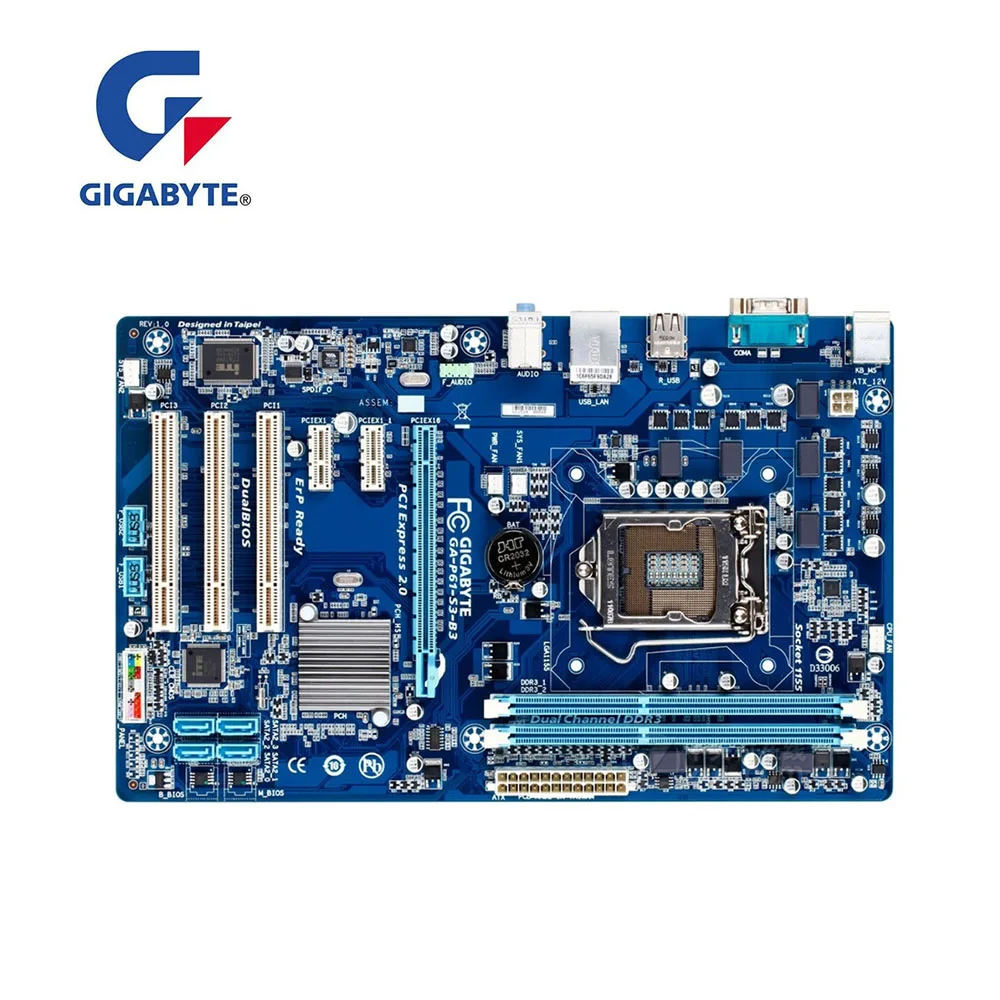 Оригинал для Gigabyte GA P61 USB3 B3 настольная материнская плата H61 LGA 1155 DDR3 ATX 100% Полная