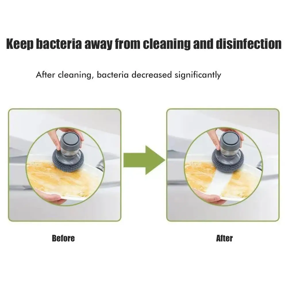 

Steel Dish Scrubber Soap Dispensing Steel Brush Storage Set Scouring Pad Pot Scrubber Metal Sponge Household Kitchen