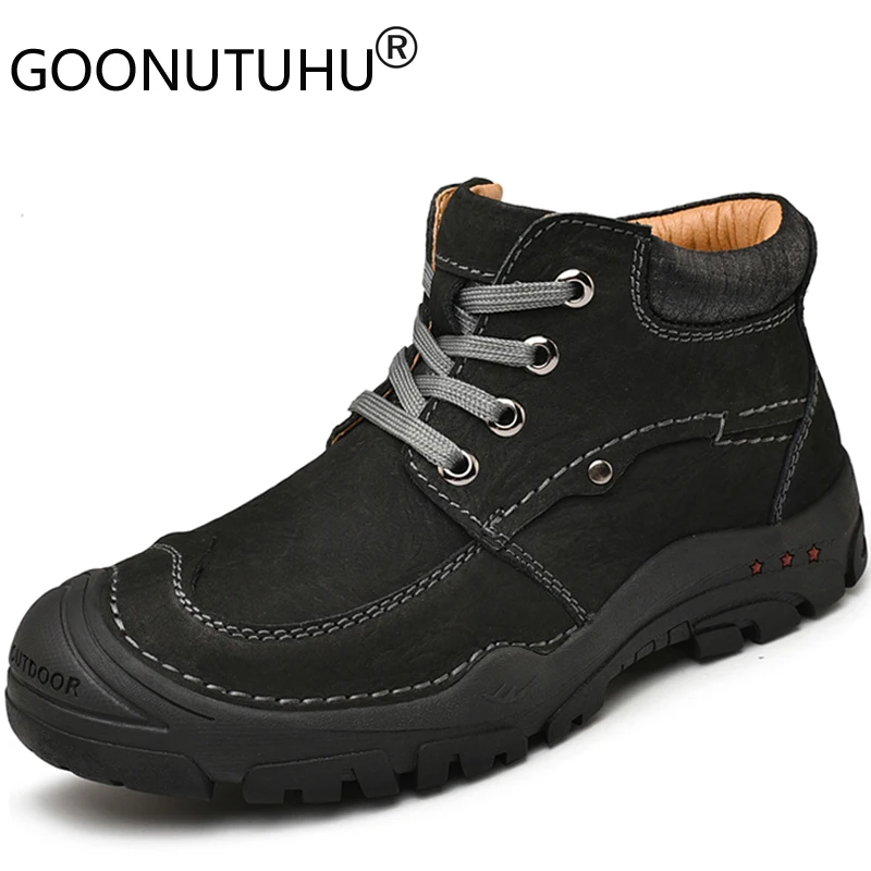2019 осенне зимние мужские ботильоны повседневная рабочая обувь из натуральной