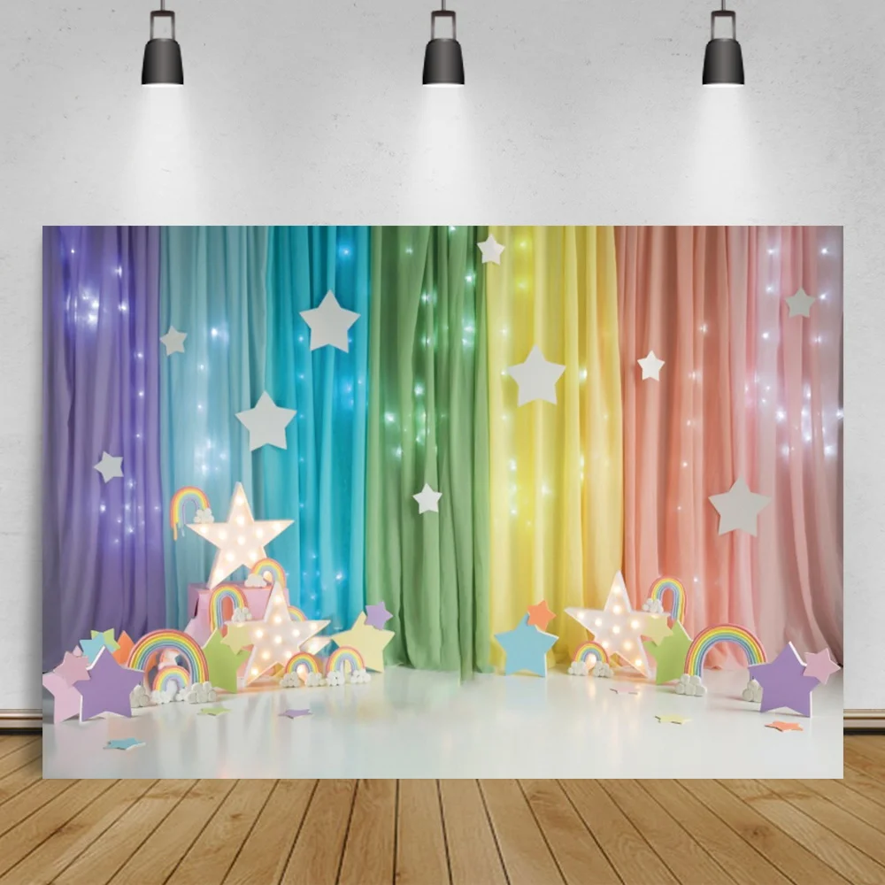 Laeacco День Рождения фотография фон с воздушными шарами медведь игрушка звезды