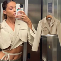withered ins blogger england style high street vintage short bandage sexy short blazer women blazer mujer 2021 women jackets top