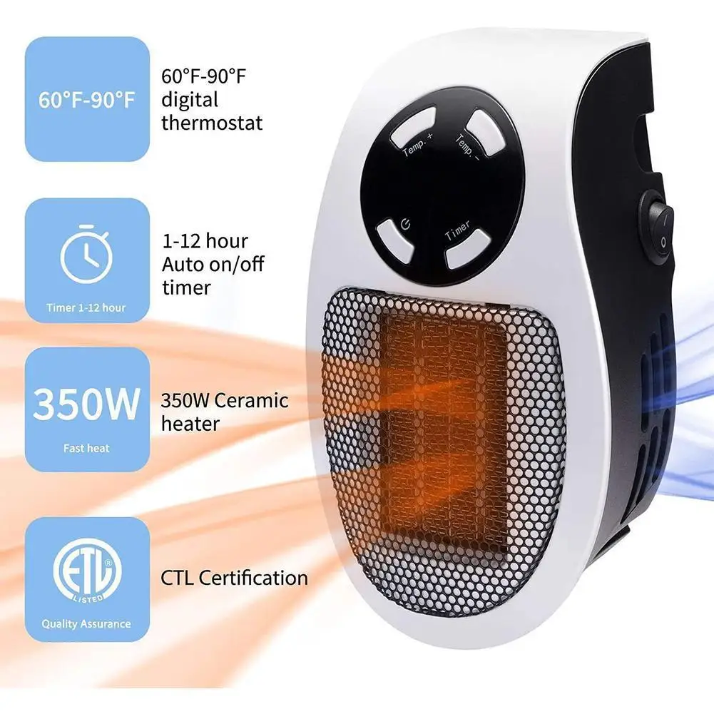 

Electric Warmer Mini Fan Heater 500W Portable Wall Heater Ceramic Heating Radiator Handy Body Hand Warmer Fan For Home Office