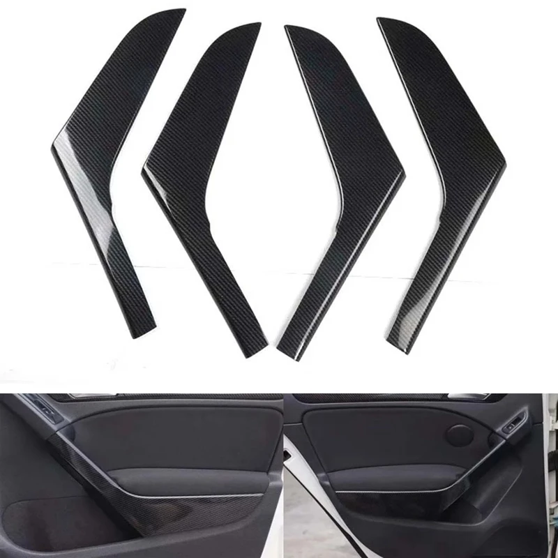 

Top!-4PCS/Lot Car Stickers ABS Carbon Fiber Grain Interior Door Armrest Decoration Cover for Golf 6 MK6 2009-2013