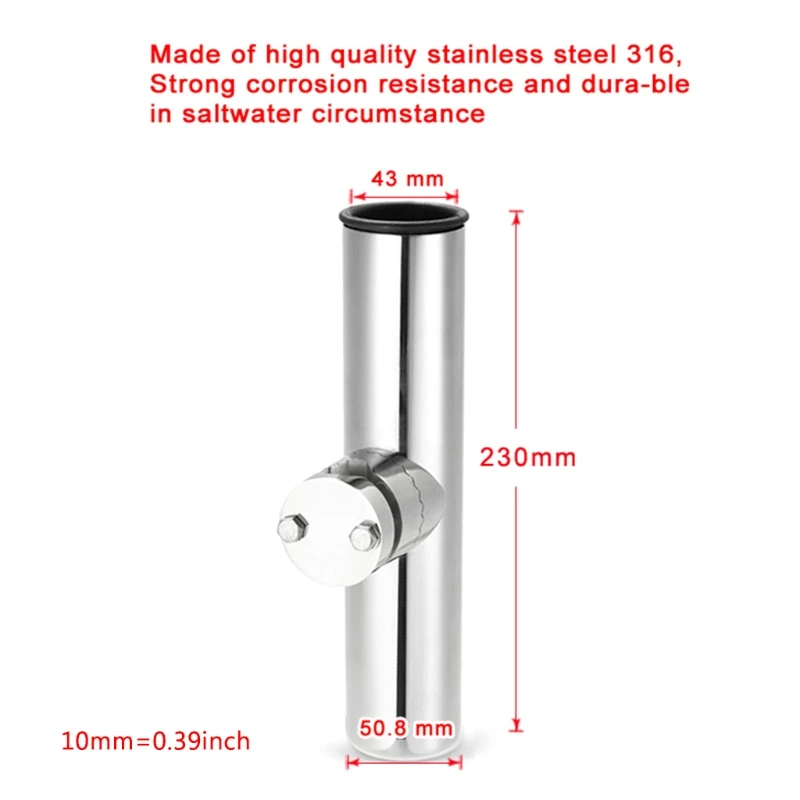

Stainless Clamp on Fishing Rod Holder for Rails Yacht Fishing Bracket Support with Clamp on 19 to 32mm Marine Hardware