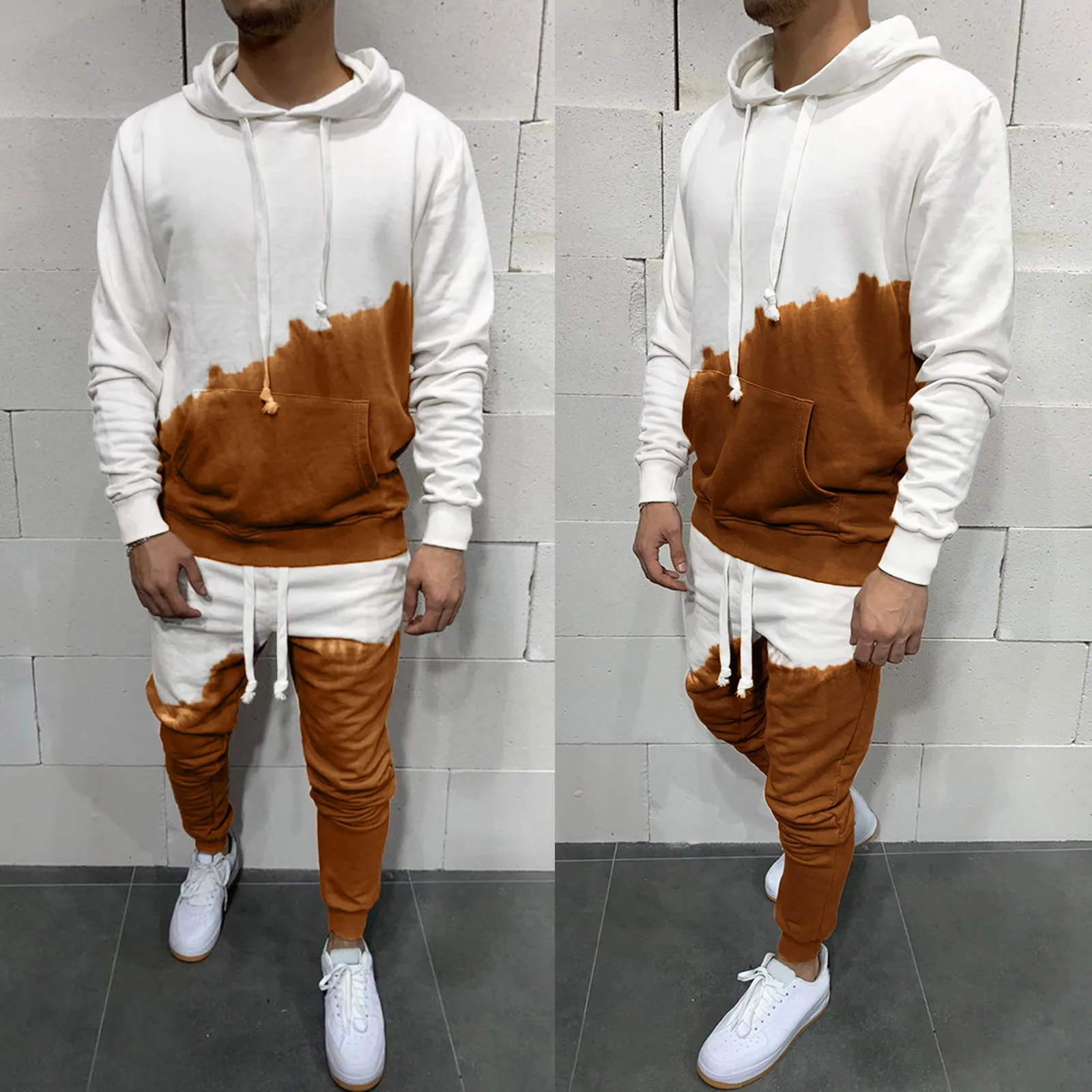 

Sweatshirt Top + Pants Sets Men's Autumn Winter Pocket Sports Suit Tracksuit Running Fitness Casual Long sleeve Sportswear