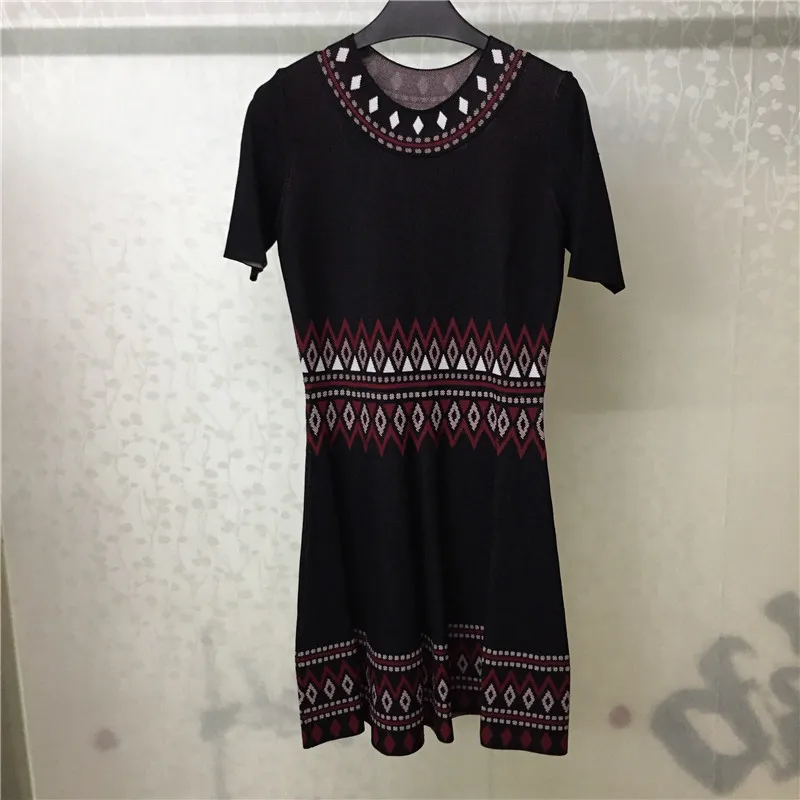 Sweater Dress Women Autumn O-neck Lady Short Sleeve Elegant 2018 Casual A-line | Женская одежда
