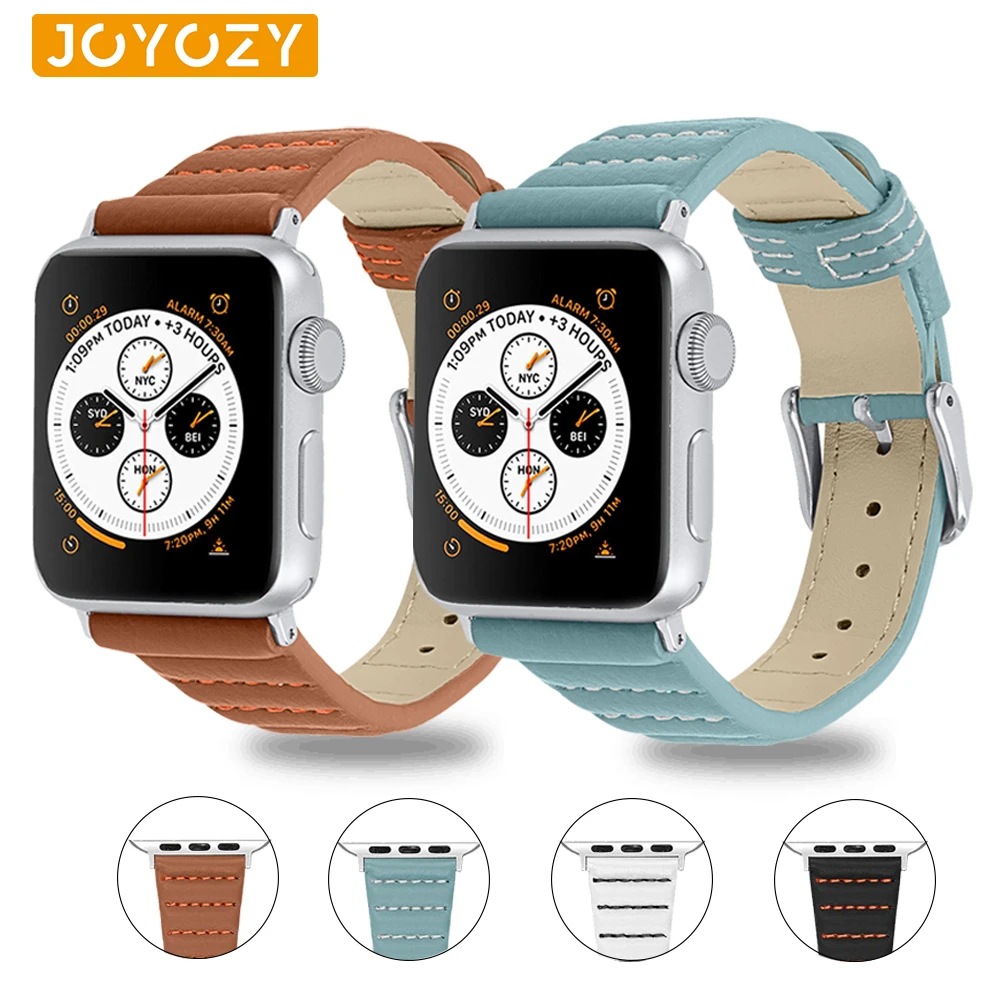 Joyozy кожаный ремешок для apple watch 4/3/2/1 сменный коричневый черный ремень 38 мм/40 мм/42