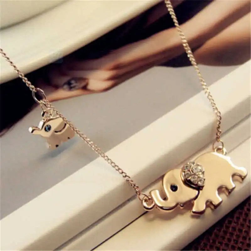 

New Fashion Cute Elephant Choker Necklace Women Birthday Gift Lady Gold Color Pendant Sweater Chain Jewelry