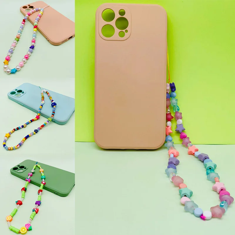 Colorful Beaded Key Chain Ladies Backpack Pendant Cute Mobile Phone Chain Ins Trendy Phone Case Decorative Lanyard