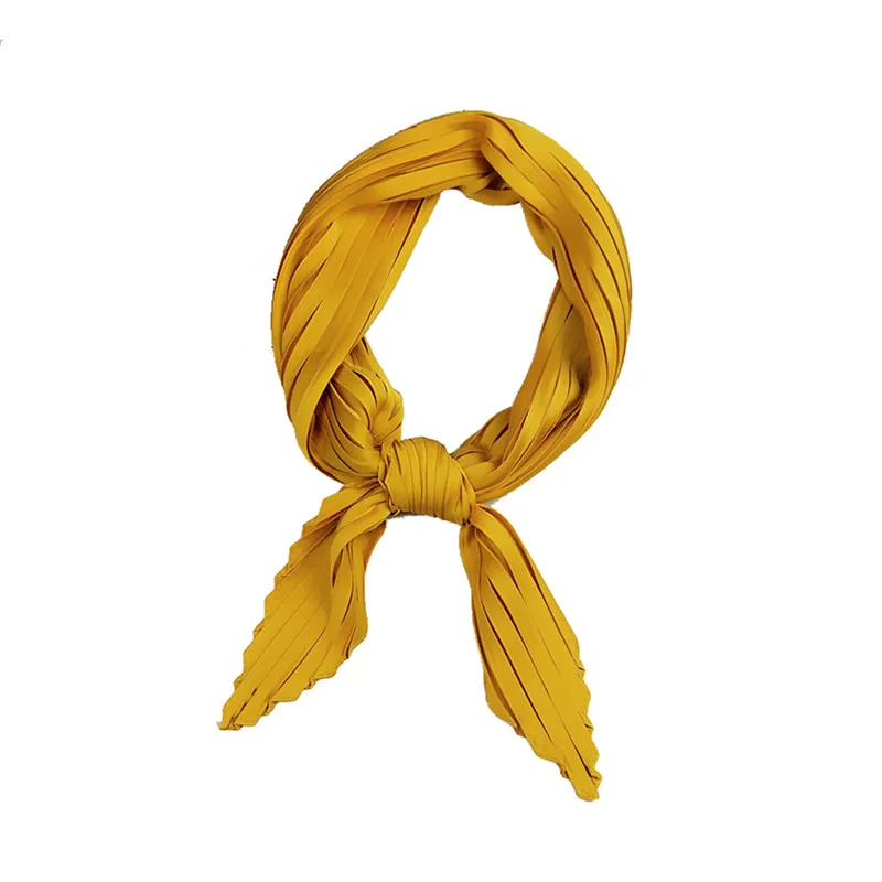 55*55 см сплошной плиссированный эластичный квадратный Crinkle атласный маленький шейный шарф для женщин модное украшение крошка шейный платок
