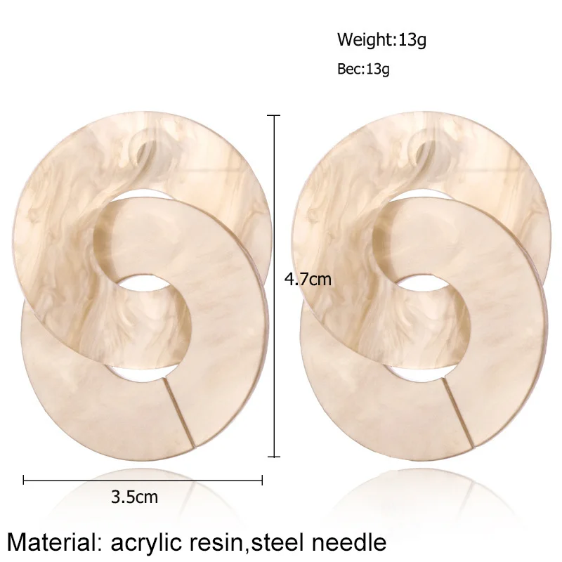 Серьги женские двойные круглые из акрила серого и желтого цвета|Серьги-подвески|