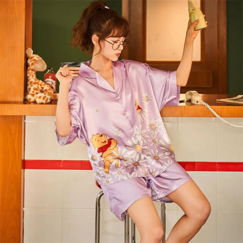 

2021 Spring Summer Women Pajamas Set Kawaii Cartoon Homewear Anime Leisure Wear Harajuku Nightgown Party Suit Female Pijama
