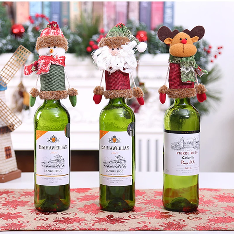 Новогодняя Рождественская крышка бутылки вина набор Рождественский Декор Санта