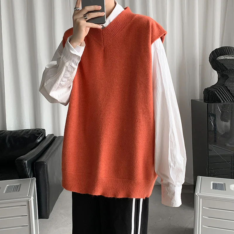 

men's knitted vest cantilever sleeveless sweater V-Neck Sweater popular in spring and Autumn