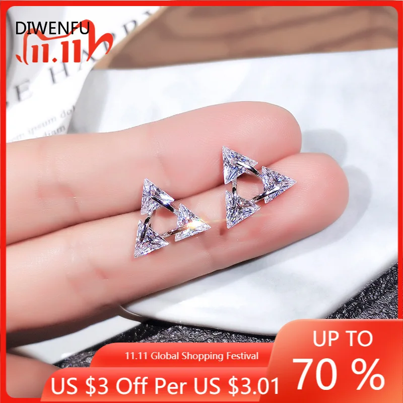 

Diamond S925 Sterling Silver Earrings for Women Bohemia Engagement Fine Jewelry Diamond Luxury Brincos Triangle Earrings Women
