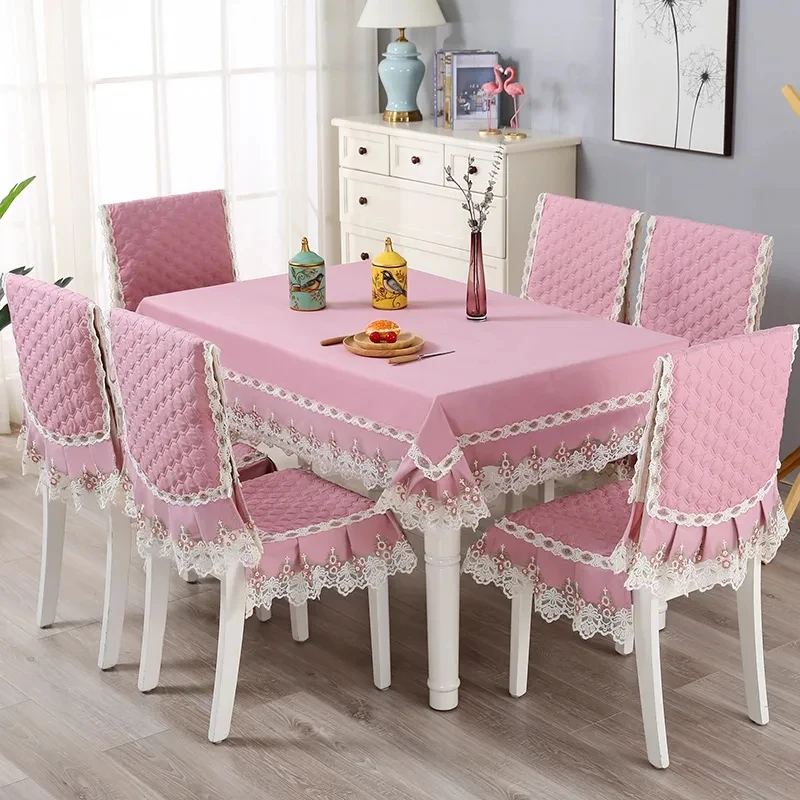 

Fresh Green Tablecloth Solid Colors Morden Simple Rectangle Dust Cover For Dining Table Thickened Non-Slip Chair Cushion Suit