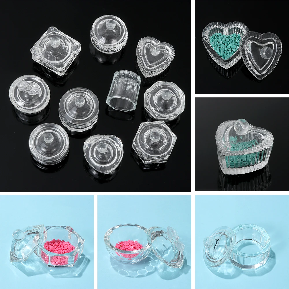 1 шт. многоцветная акриловая пудра жидкое Хрустальное стекло Dappen чаша с крышкой