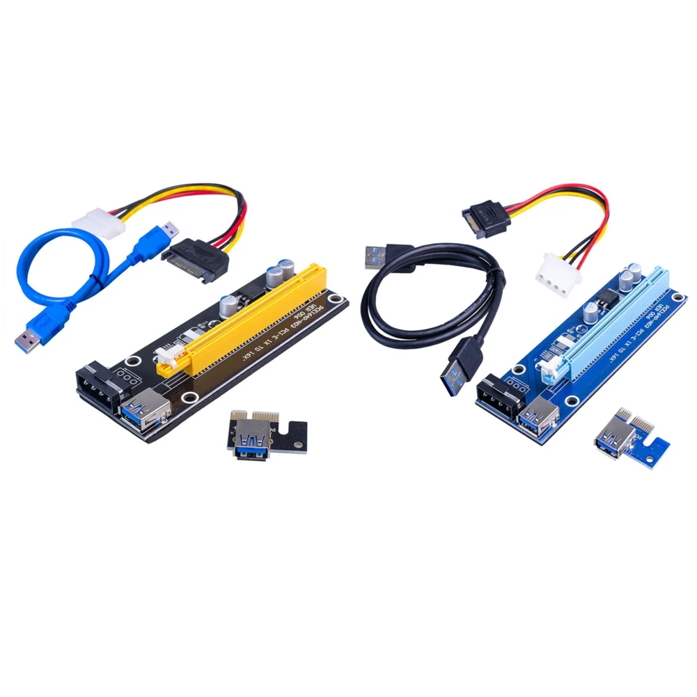 

Плата расширения VER006 PCI Express, Райзер с 1X на 16X кабеля-расширителя SATA на 4Pin, плата расширения для видеокарты, 5 шт.