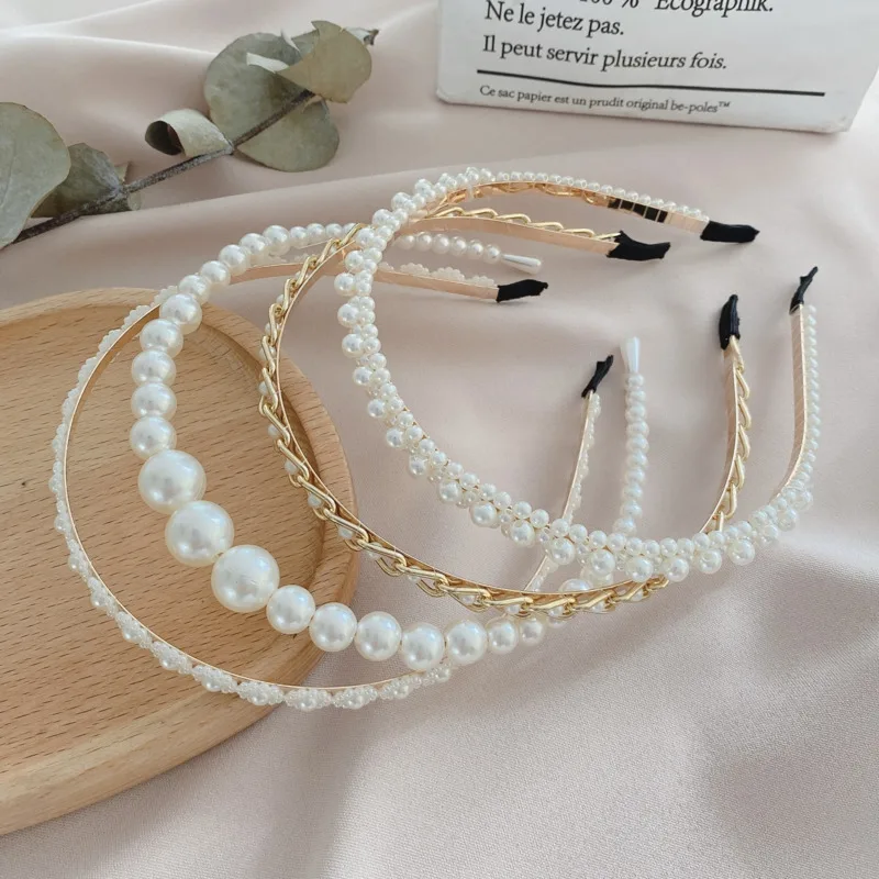 

New Women Elegant Full Pearls Hairbands Sweet Headband Hair Bundle Lady Hair Hoops Fashion Accessories Headbands